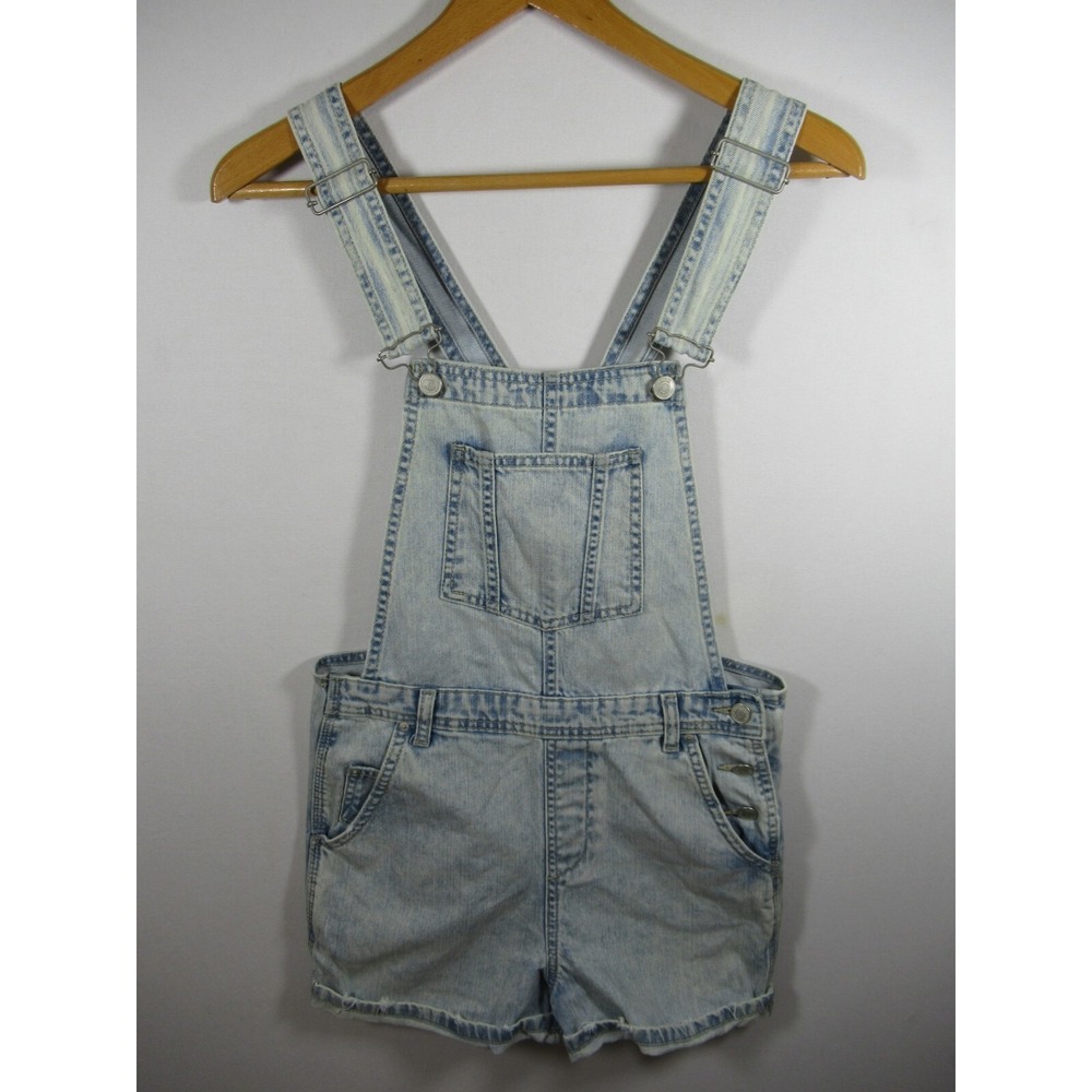 Topshop Moto Shortalls Women US Size 4 Denim Shorts Overalls Distressed